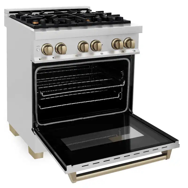 30 in. 4 Burner Dual Fuel Range Stainless Steel Champagne Bronze X261
