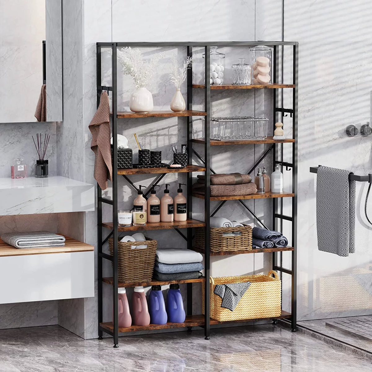 5 Tier Bookcase with 6 Hooks L32400