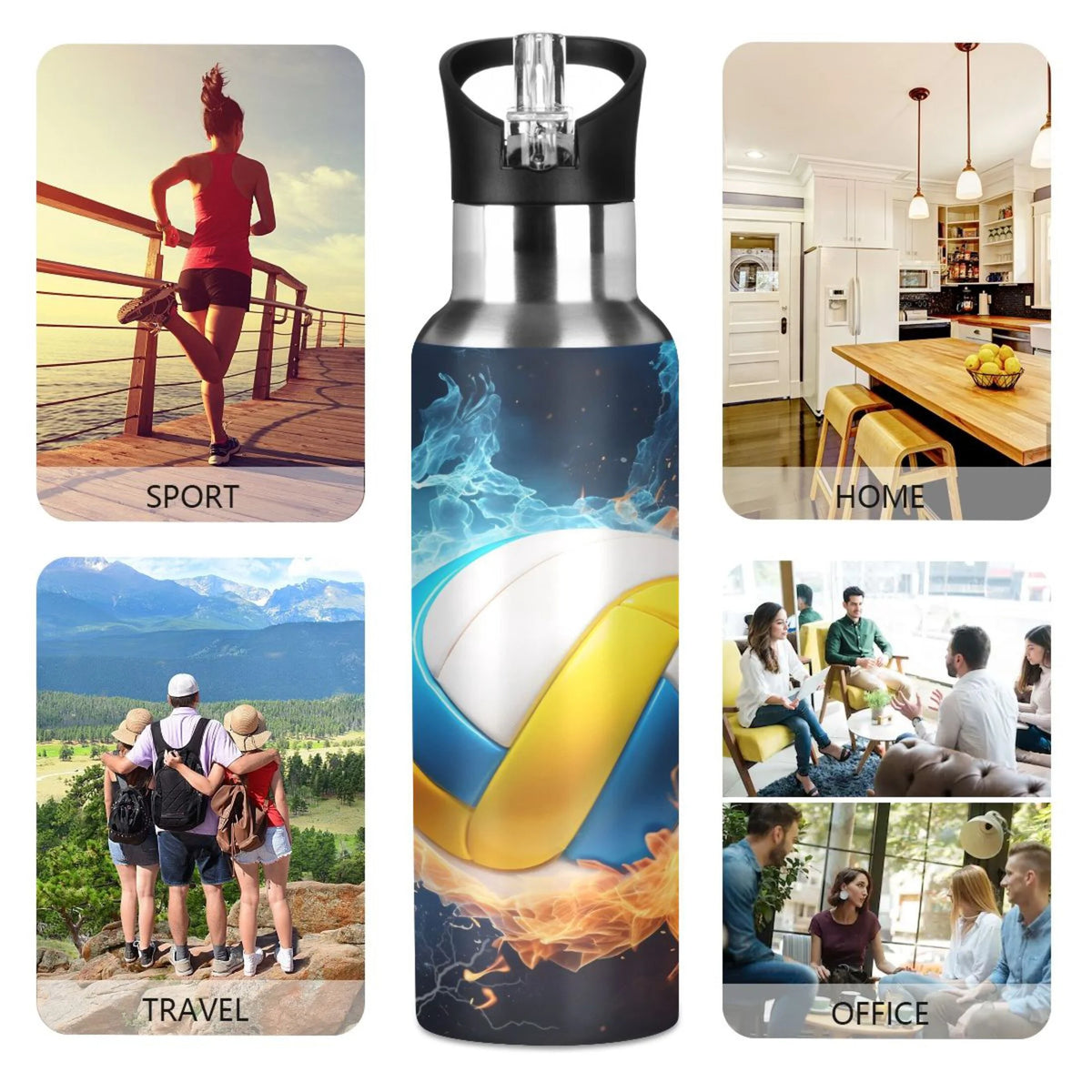 Stainless Steel Insulated Water Bottle with Straw Lid F86361