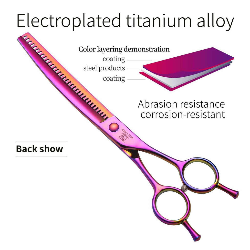 Curved Thinning Pet Grooming Scissors 440C Steel H267