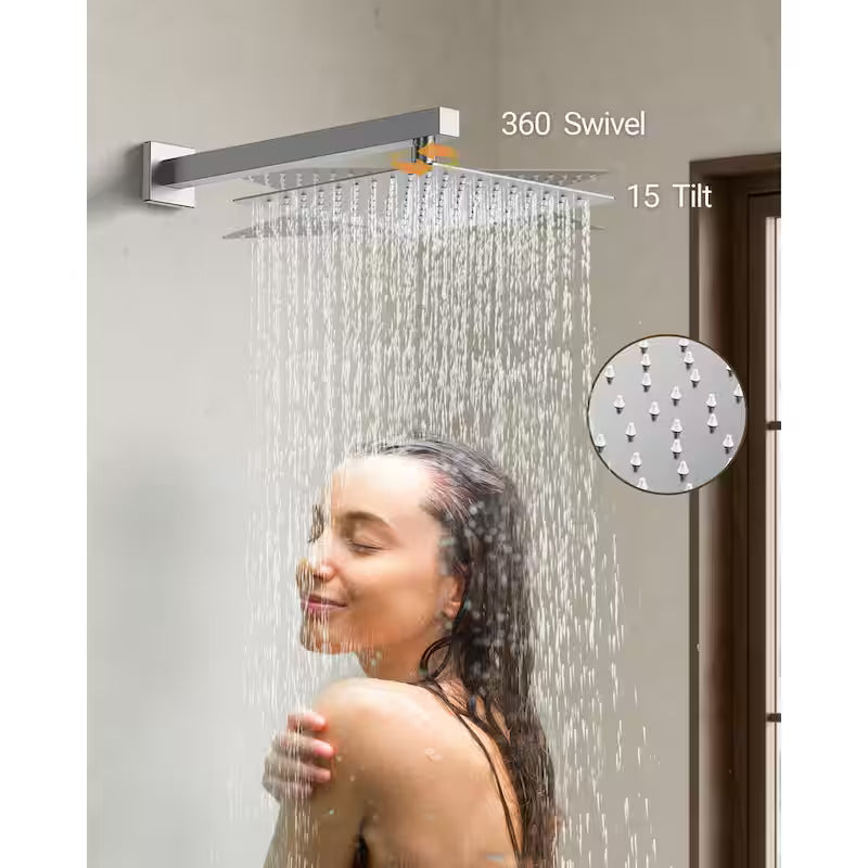 10 in. 3-Spray Wall Mount Shower Head and Faucet 2.5 GPM Brushed Nickel V119588