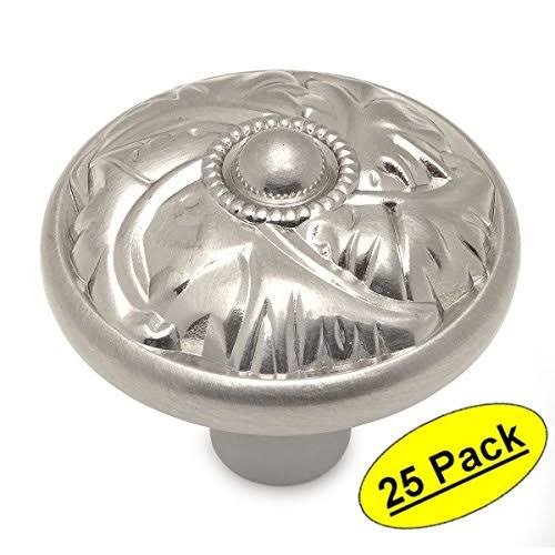 Satin Nickel Round Floral Cabinet Knob 25 Pack O4665