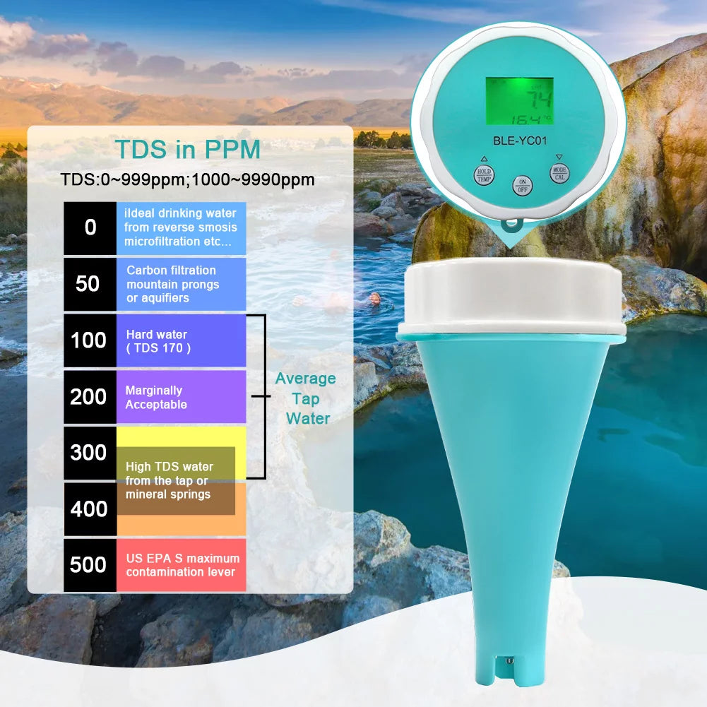 Portable 6 In 1 Water Quality Tester LCD Z6648