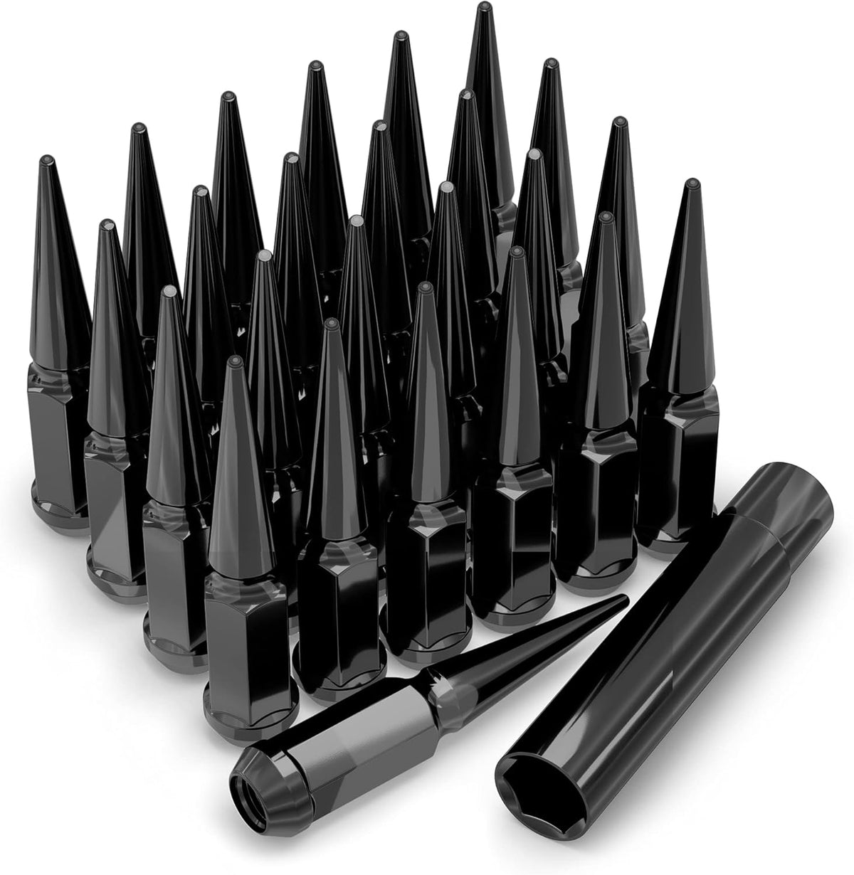 Chrome 1/2"-20 1-Pc Hex Spike Lug Nut Set, 25 Pack Q183