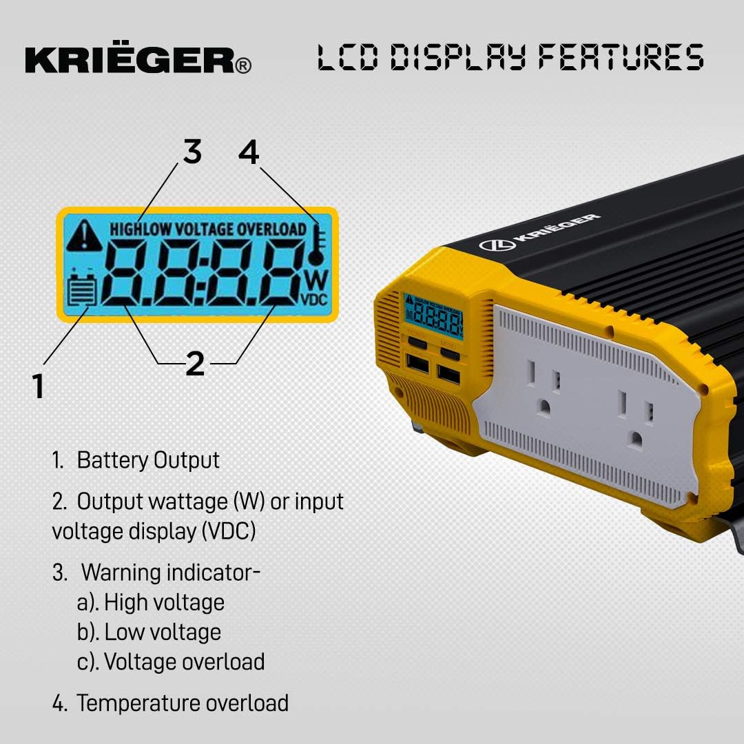 1500 Watts Power Inverter 12V to 110V Modified Sine Wave Car Inverter B371