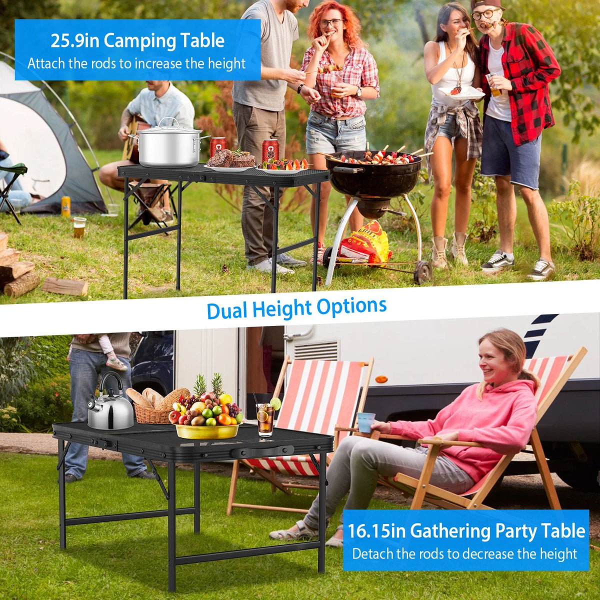 Folding Camping Grill Table with Mesh Desktop C4526