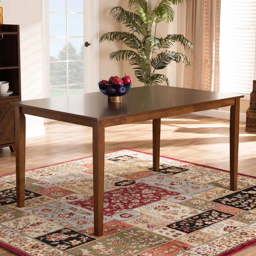Walnut Brown Rectangular Wood Dining Table O10956
