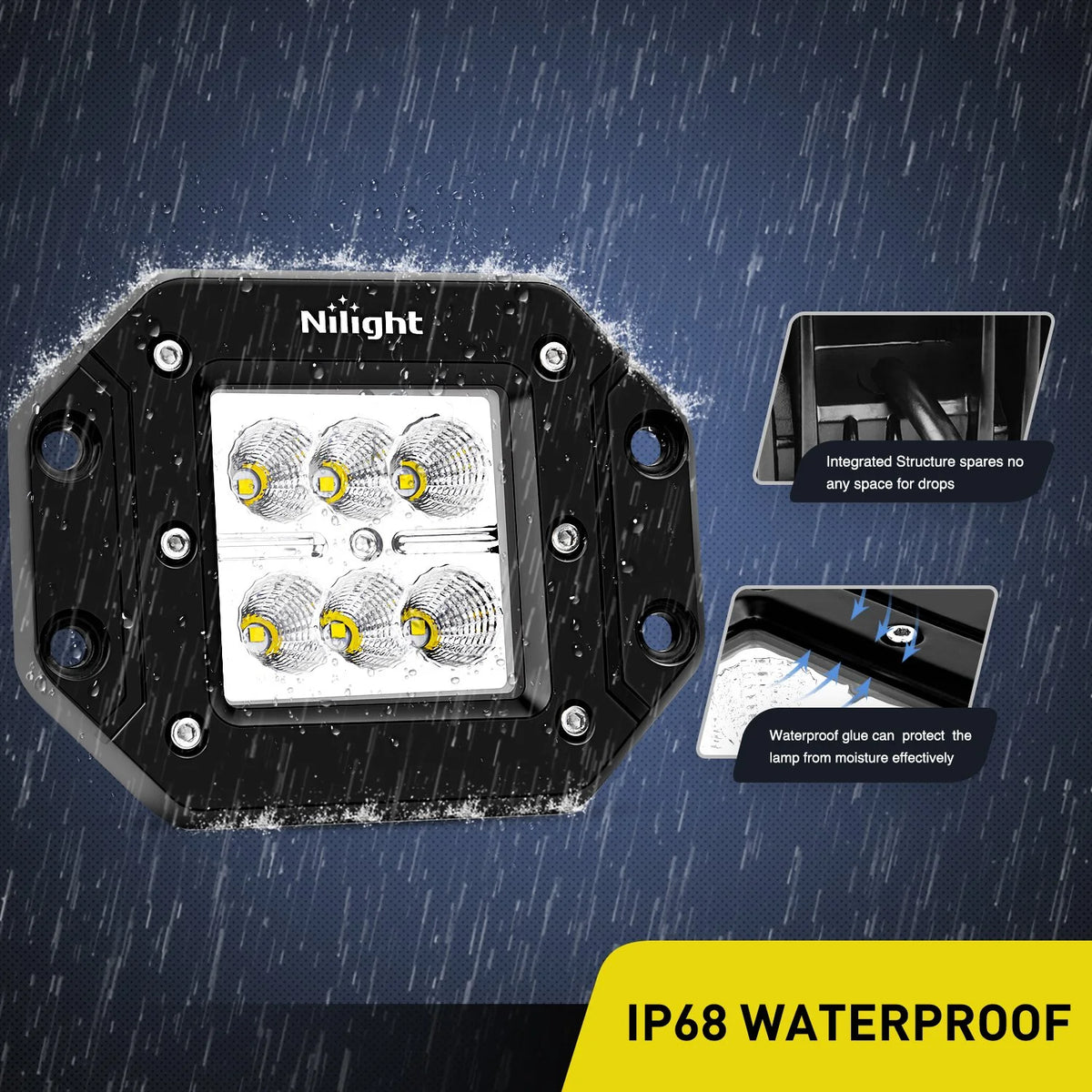 4PCS 18W LED Work Light Bar Flush Mount Flood Lights Backup Reverse Rear Front Bumper Lights K2488