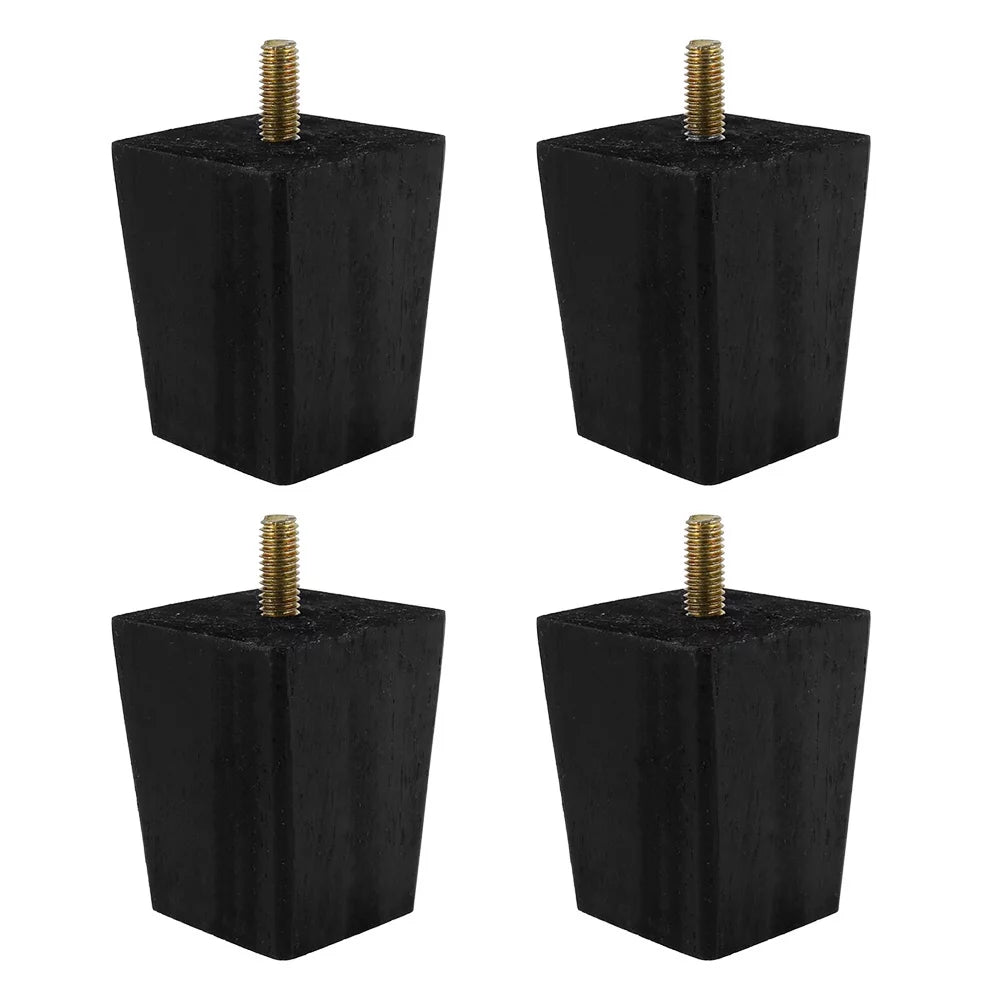 4X 2.4in Black Square Tapered Wooden Furniture Legs U9324