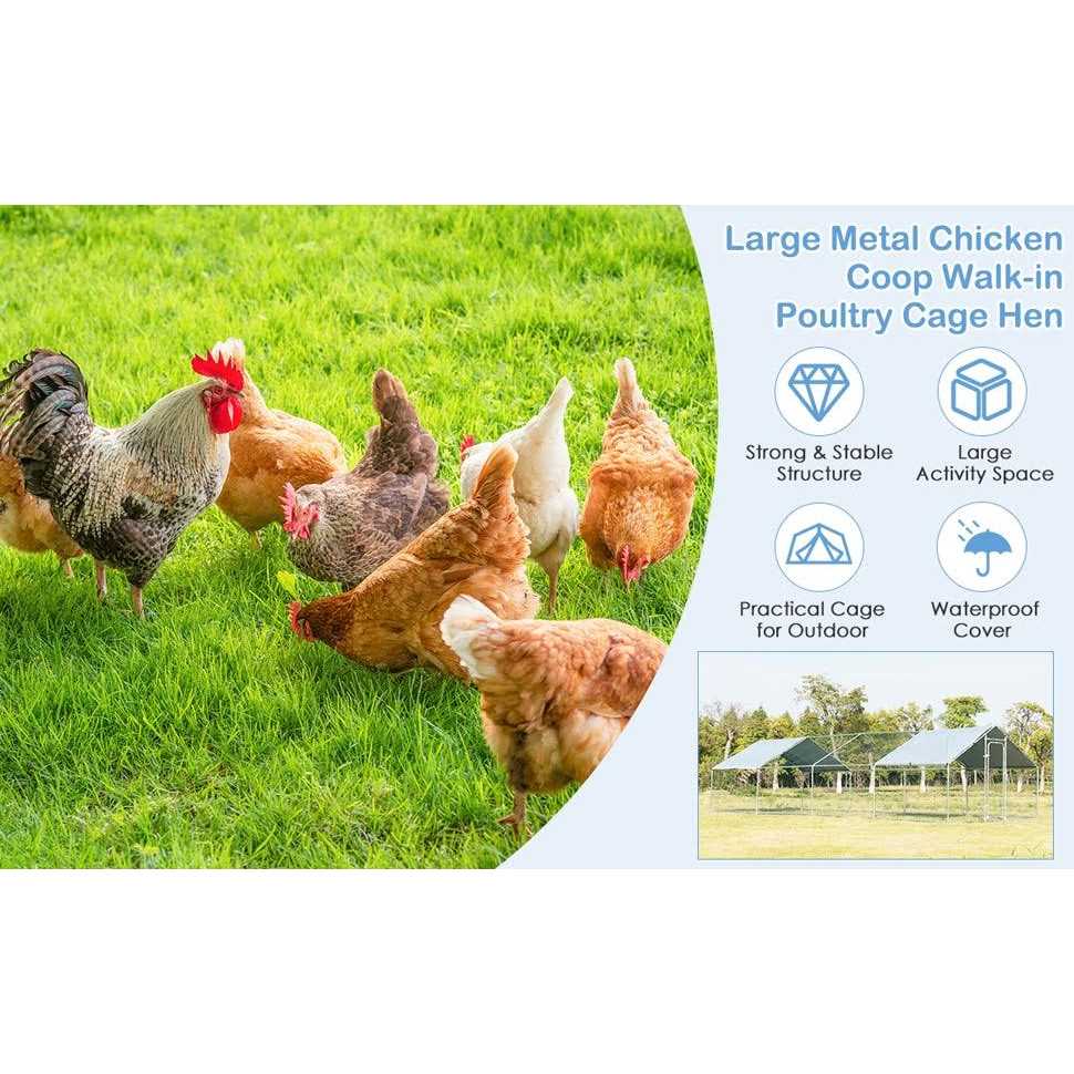 26.2 x 9.5 ft Walk-in Chicken Coop with Roof Cover Y67737