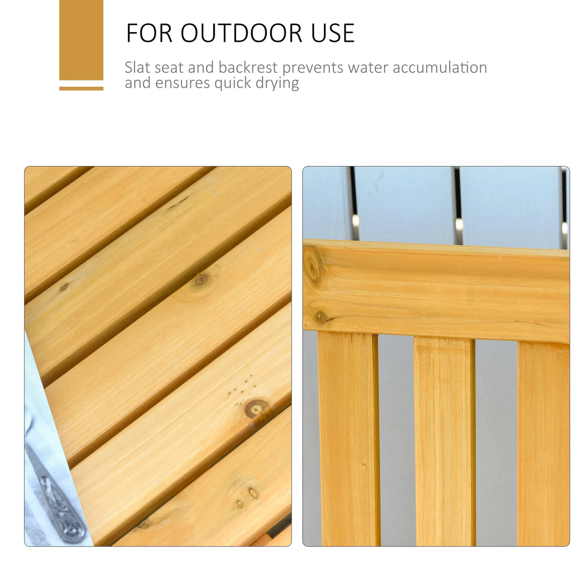 Beige Brown Wooden Patio Glider Chair Bench K207
