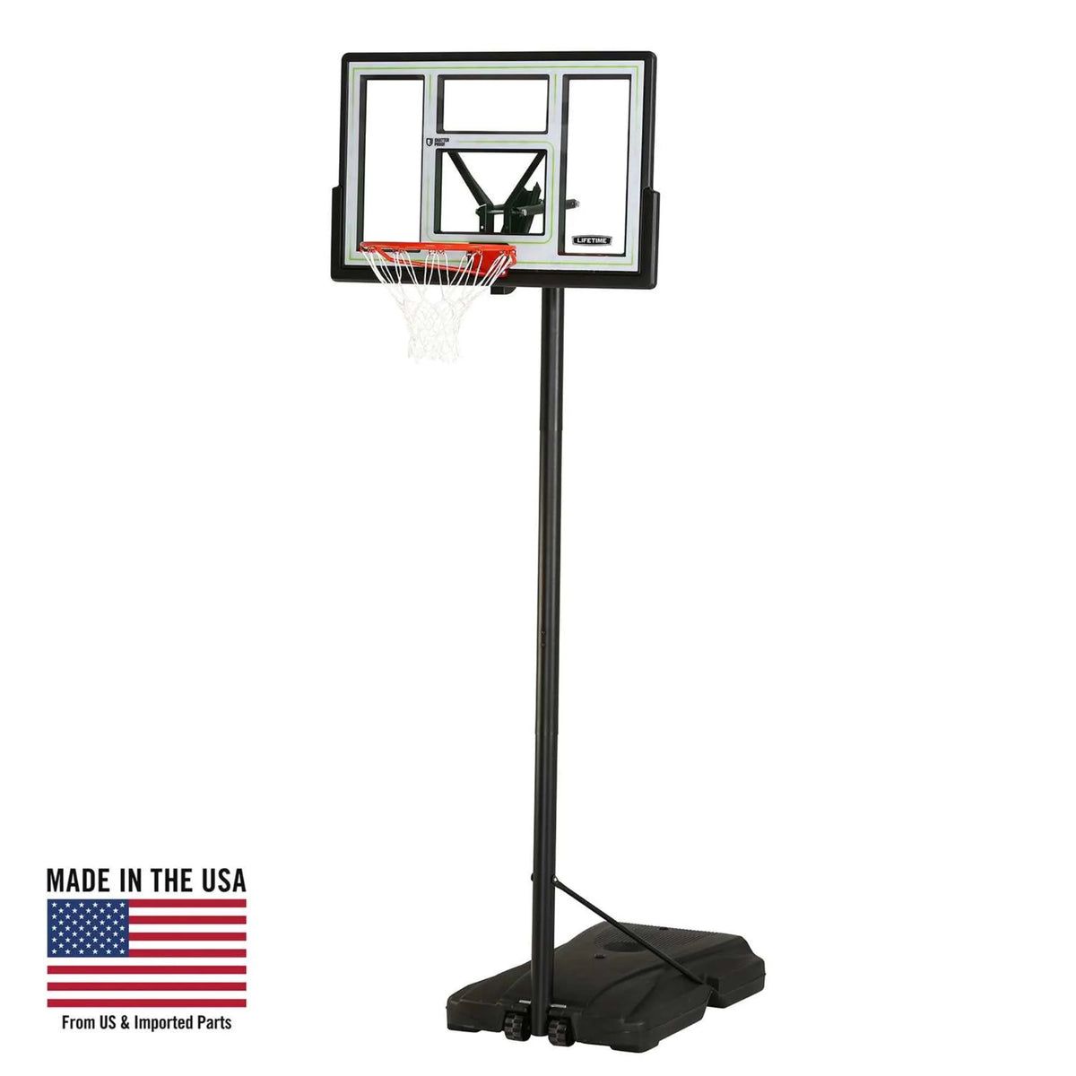 Adjustable Portable Basketball Hoop, 46 inch Polycarbonate K484803