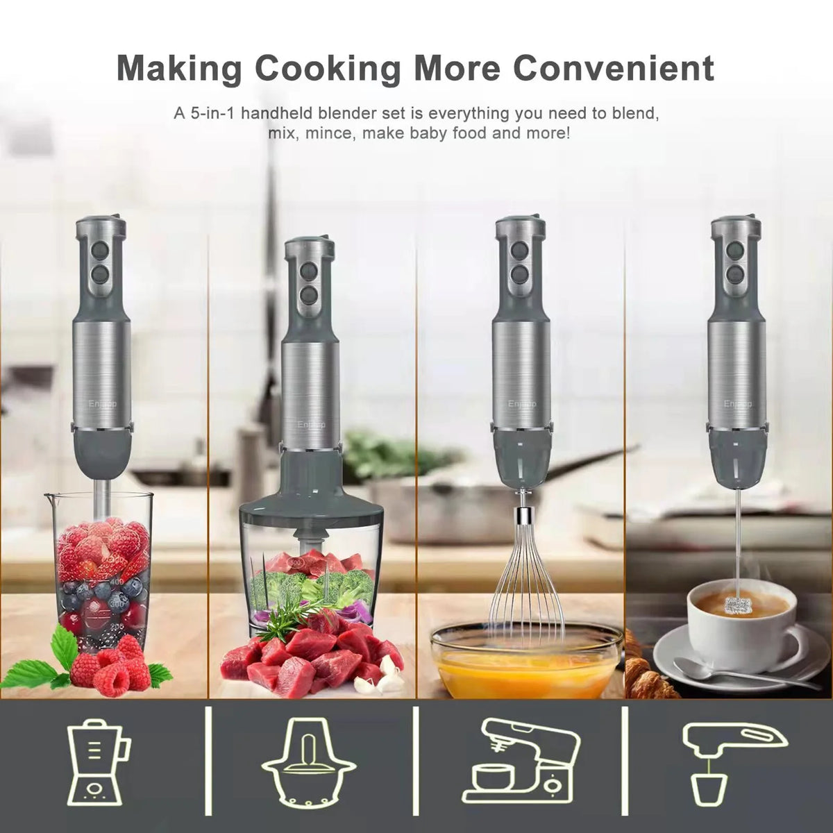 5-in-1 Hand Blender with Adjustable Speeds R482