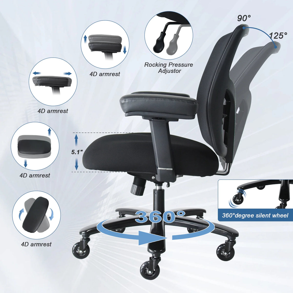 Big and Tall Office Chair with Lumbar Support K6098