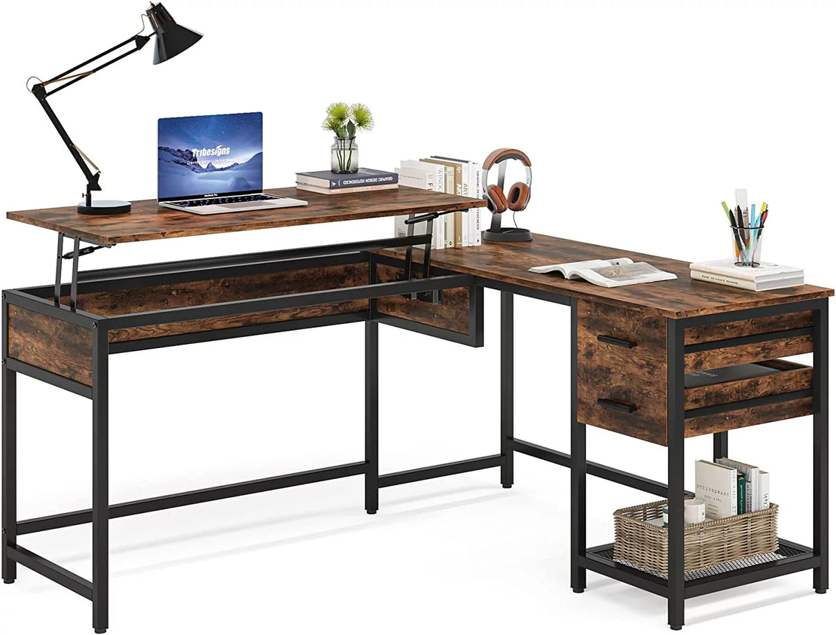 L-Shaped Computer Desk with Lift Top Q66733