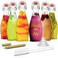 Set of 6 17 oz Glass Bottle Set with Airtight Swing Top Stoppers W1874