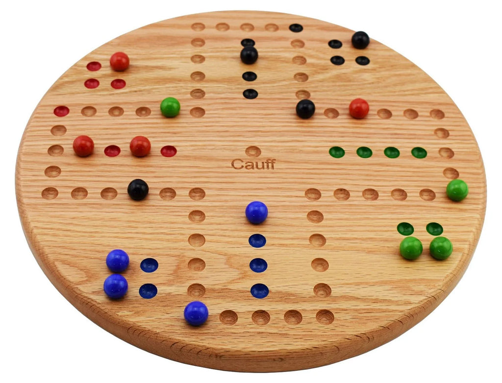 Solid Oak Wood Marbles Board Game 14 inch Diameter 4 Player T38134