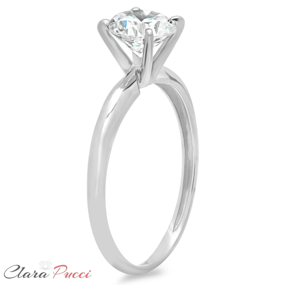 1.5ct Round Cut Clear Lab Created Moissanite 18k White Gold Solitaire Ring Size 3.5 G203618