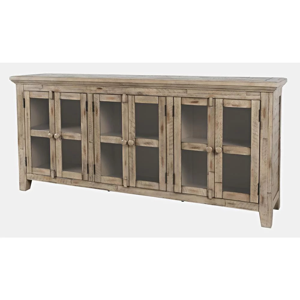 70" Distressed Acacia Six-Door Sideboard Cabinet J285