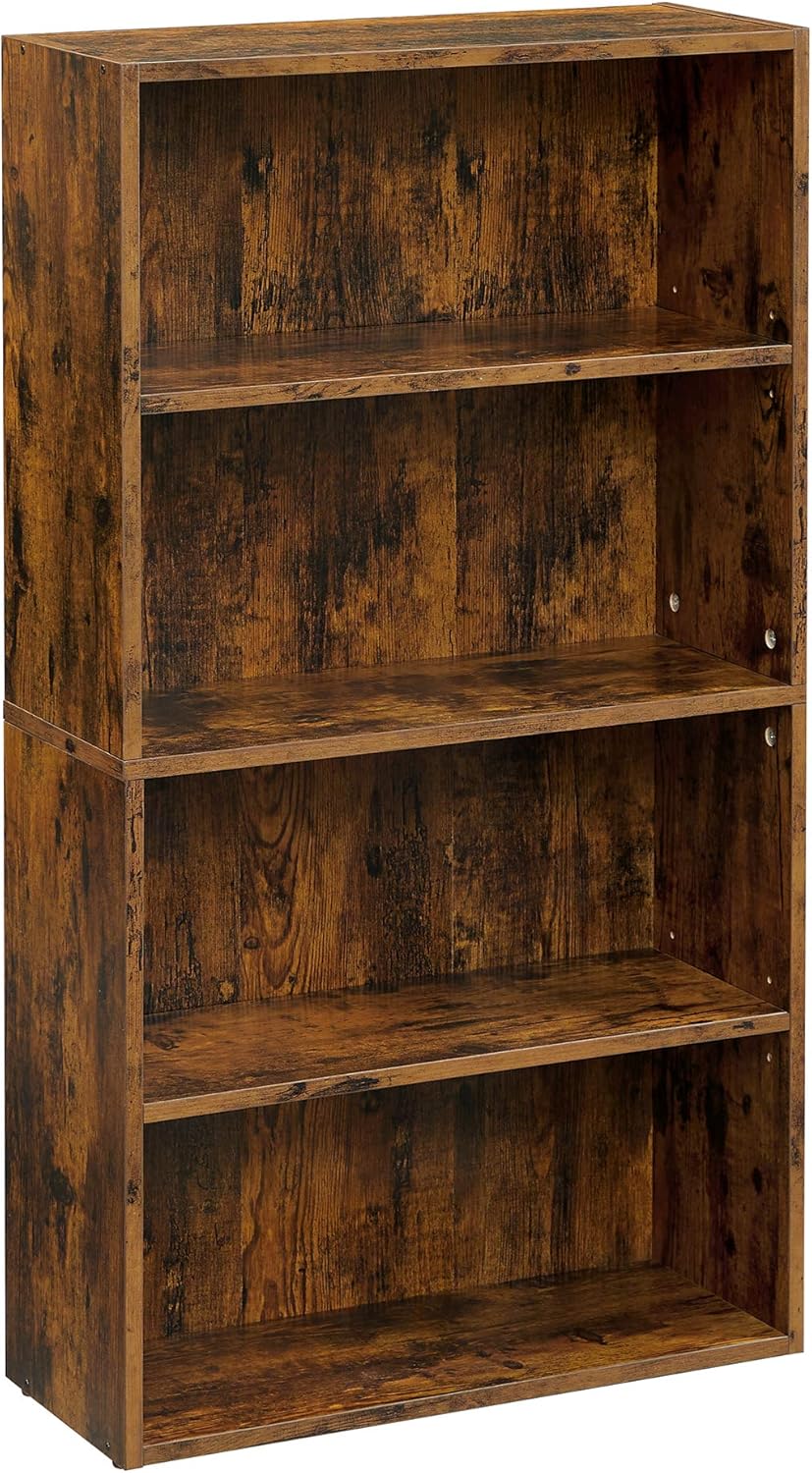 Rustic Brown Open Bookcase with Adjustable Shelves R90569