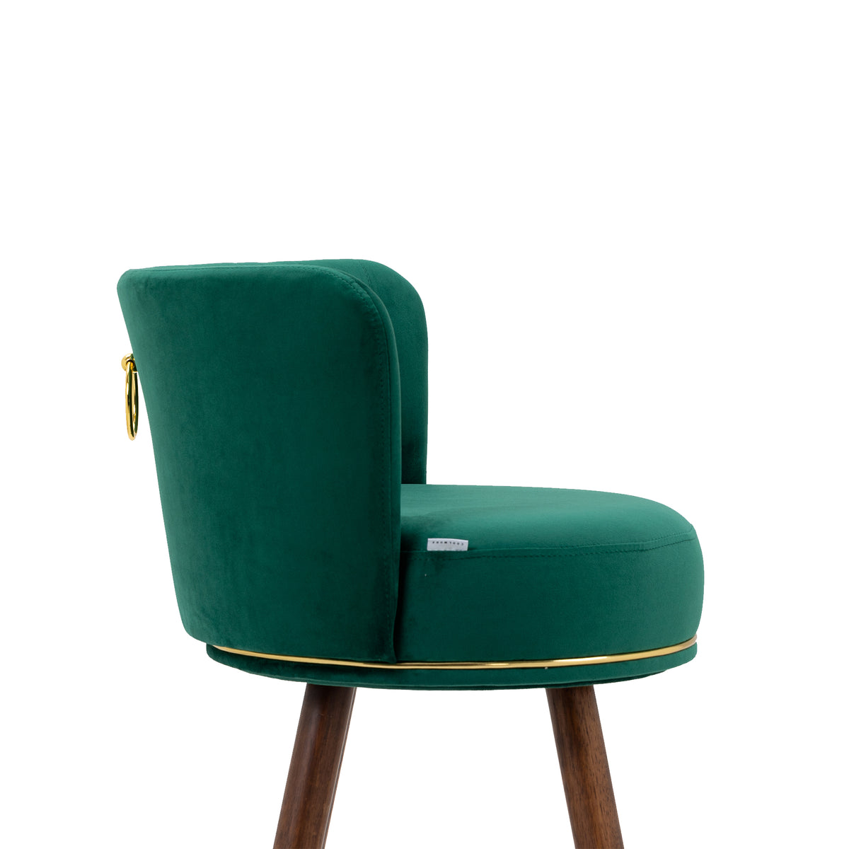 Emerald Velvet Swivel Bar Stools Set of 2 with Back Wood Legs Footrest Counter Height Armless Tall Stool J117
