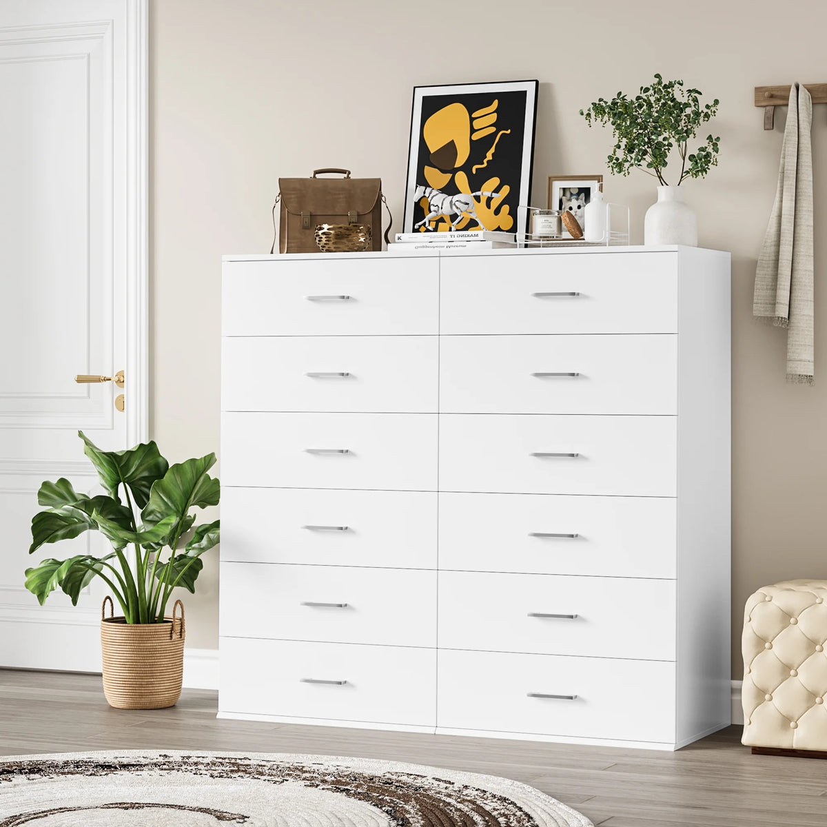 White 6 Drawer Wood Dresser V378