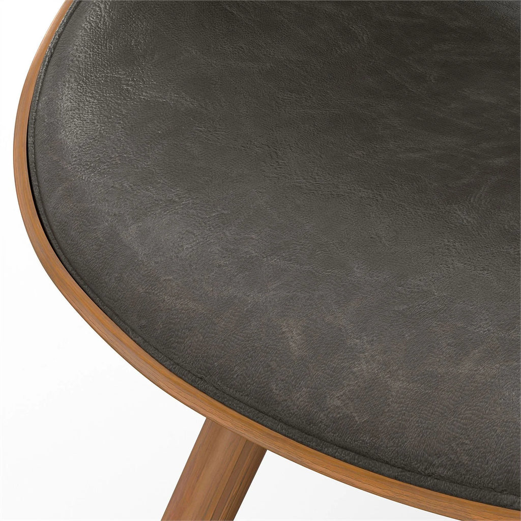 Brown Wood & Faux Leather Dining Chair A1221