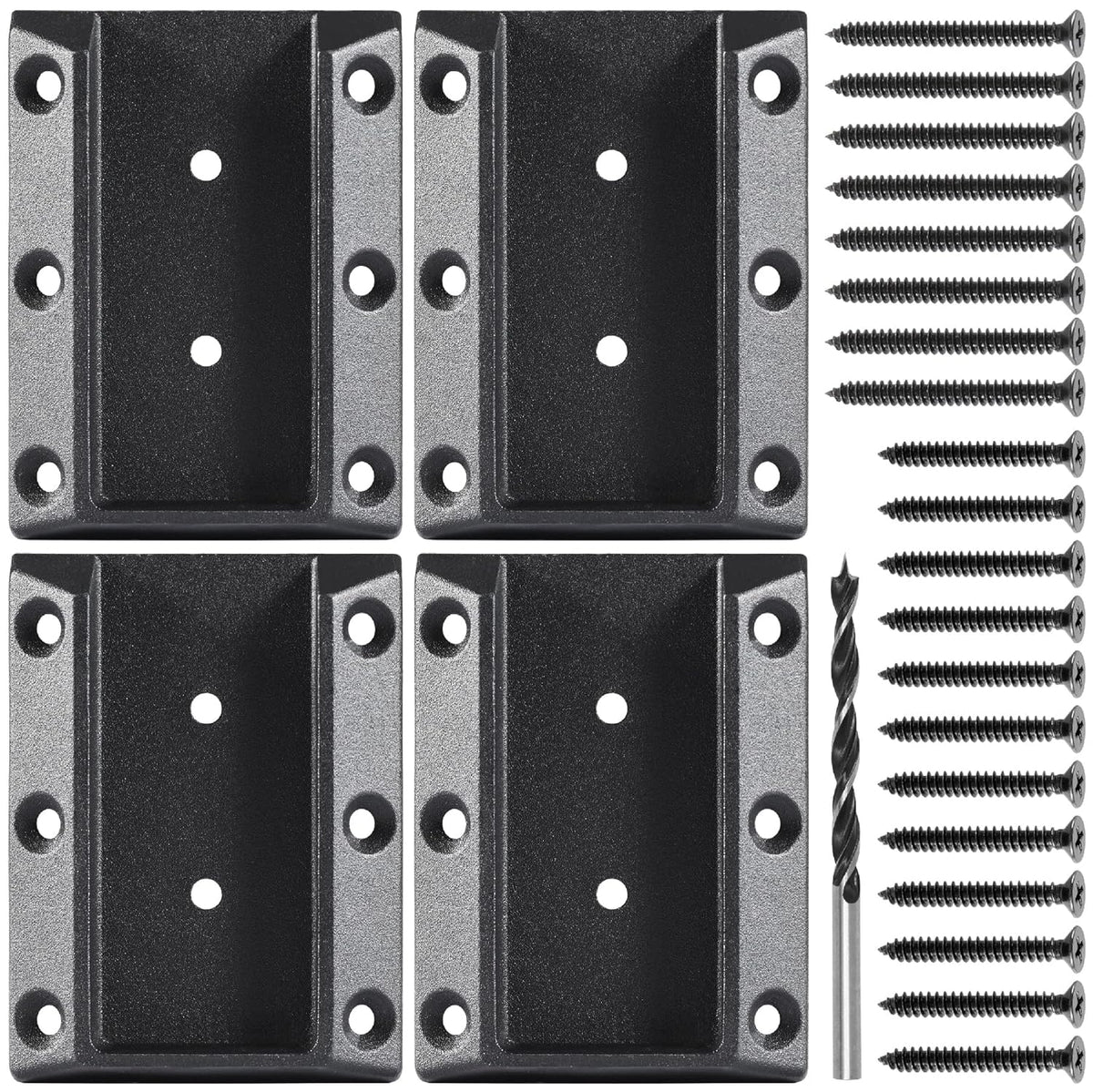 304 Stainless Steel Deck Railing Bracket, 2 Pairs, Black H63736