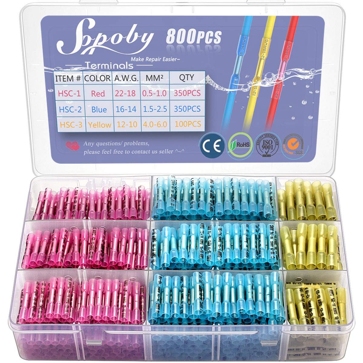 800 PCS Waterproof Insulated Copper Wire Connectors K488418
