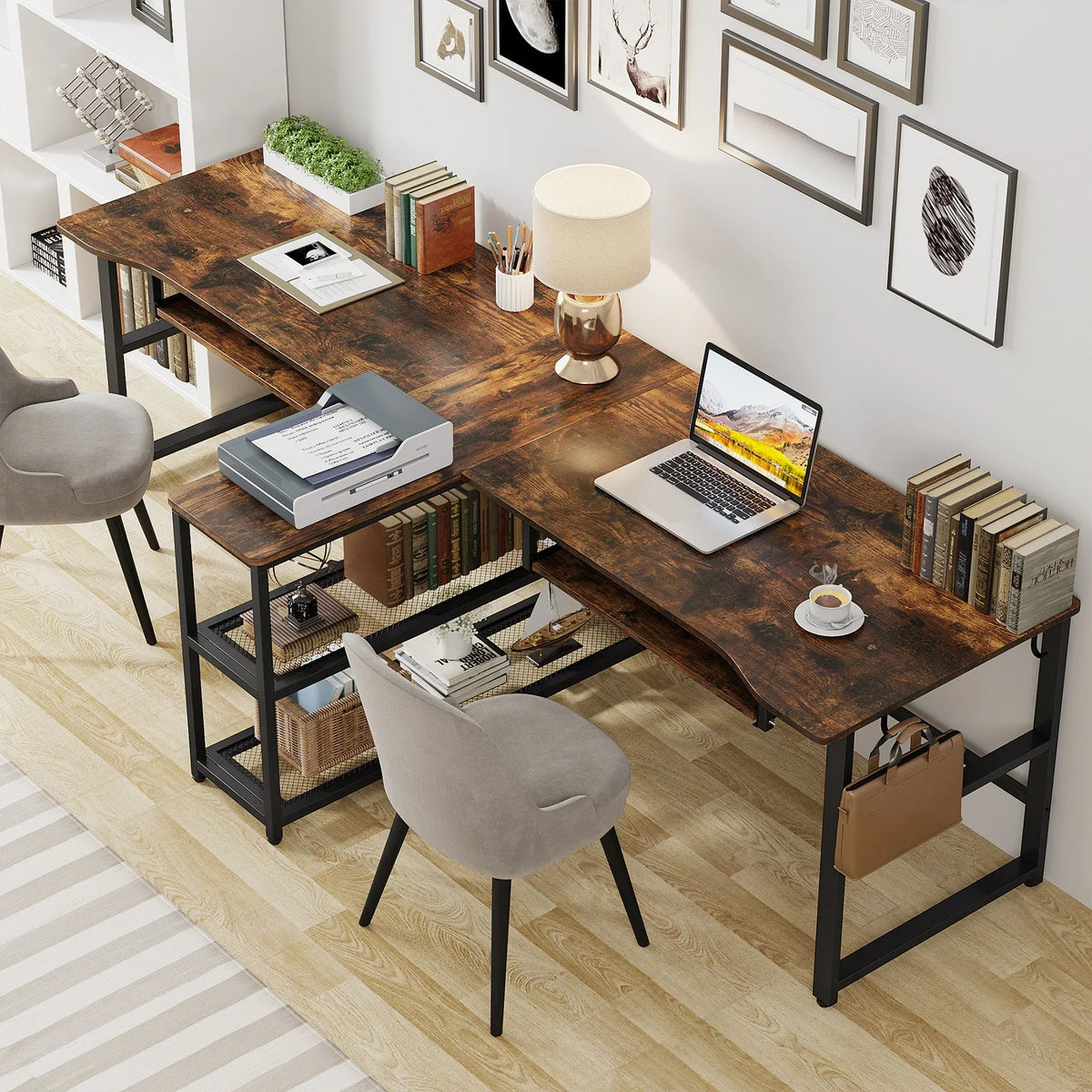 94.5" Two Person Desk with Keyboard Tray A950