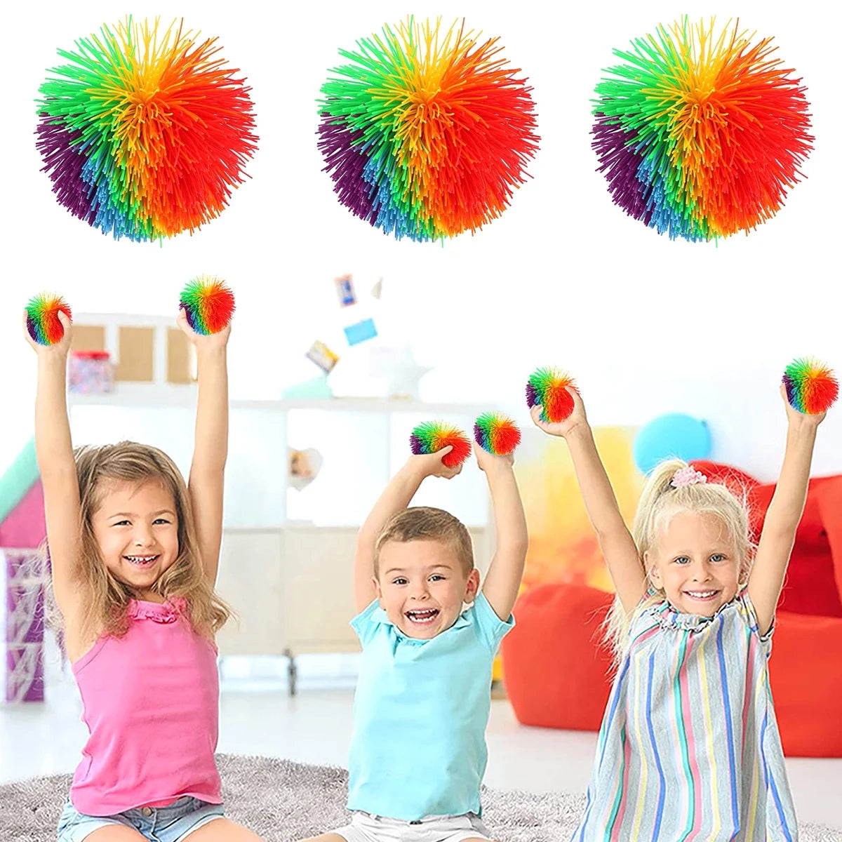 12pcs Silicone Sensory Rainbow Balls G670846