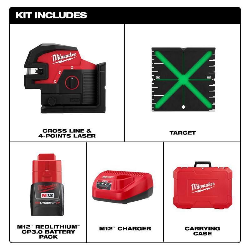 12-Volt Lithium-Ion Cordless Green Cross Line Laser Kit D591570