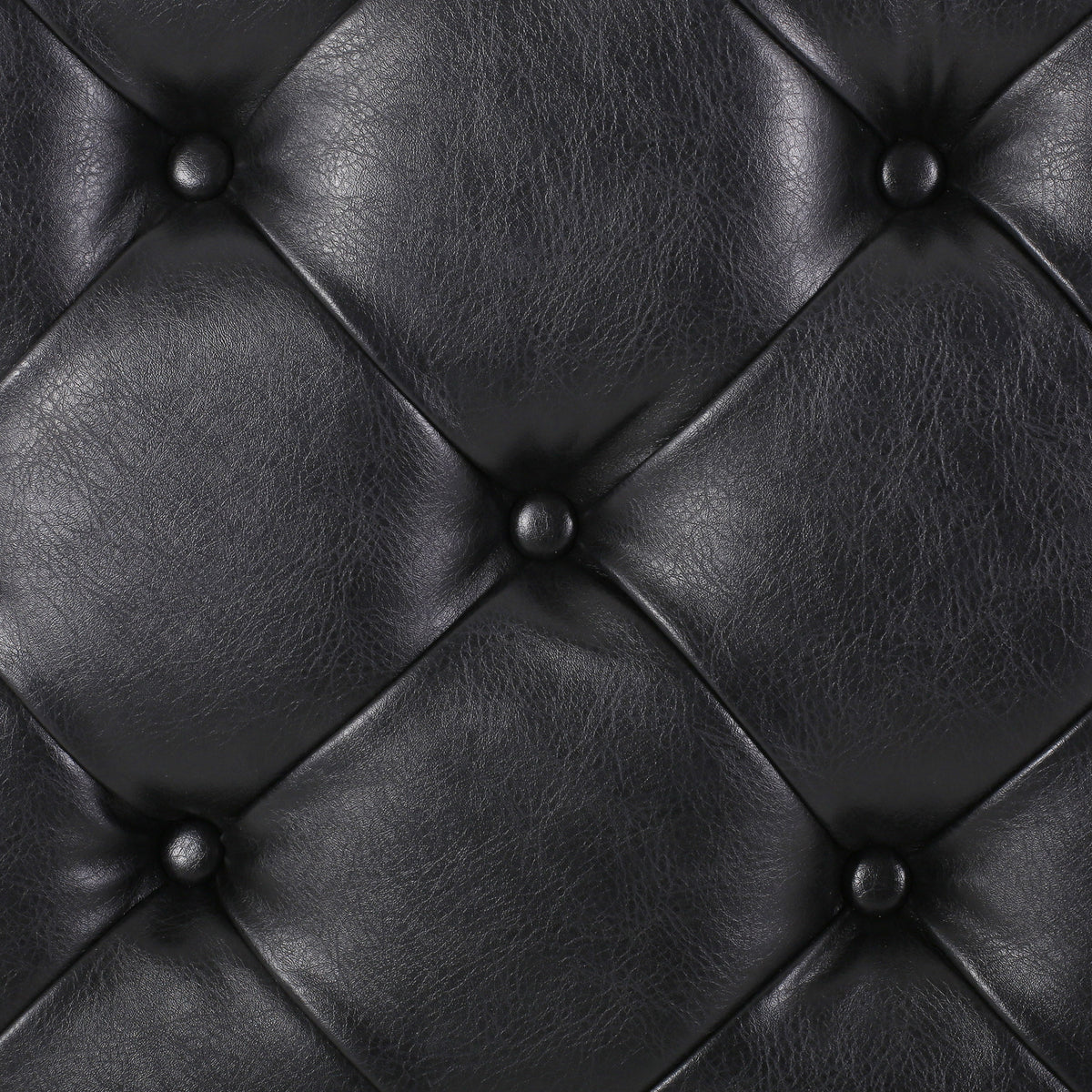 Faux Leather and Wood Tufted Round Ottoman with Open Shelf Z122