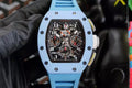 Skeleton Dial Blue Bezel Blue Rubber Strap Watch J54142