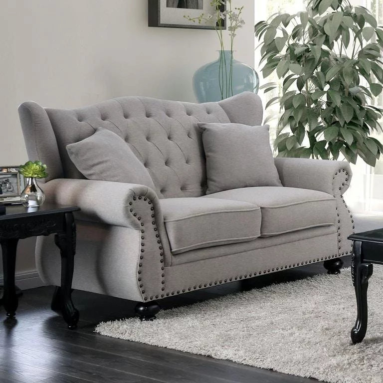 Light Gray Linen Living Room Set 3pcs O5011