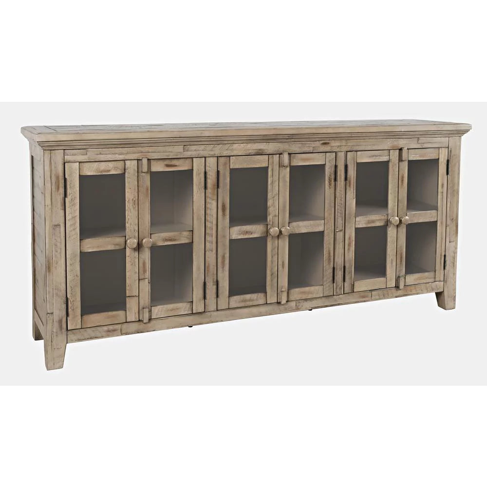 70" Distressed Acacia Six-Door Sideboard Cabinet J285