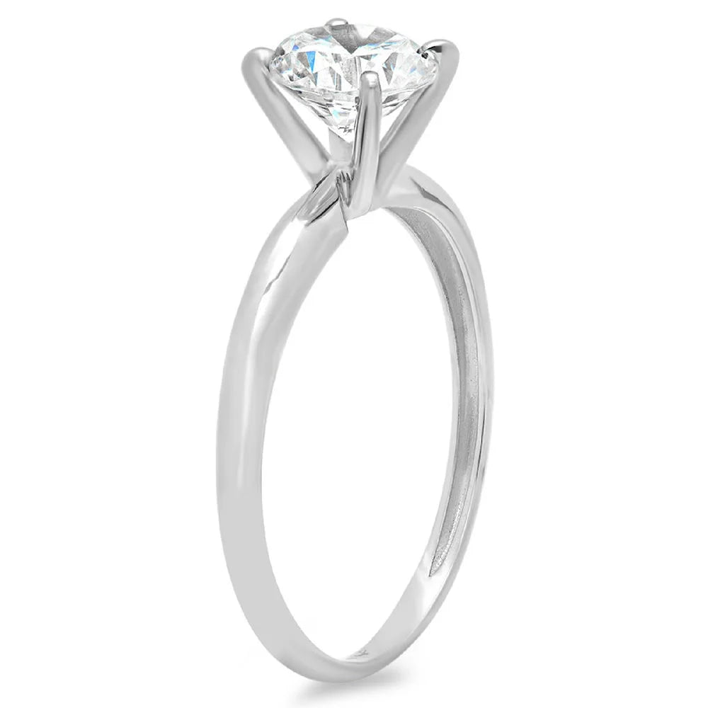 1.5ct Round Cut Clear Lab Created Moissanite 18k White Gold Solitaire Ring Size 3.5 G203618
