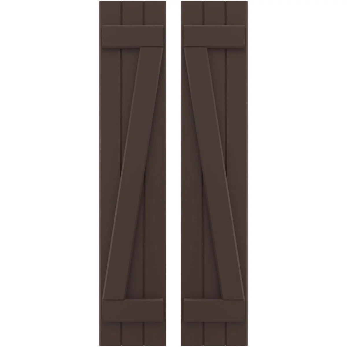Real Wood Joined Board-n-Batten Shutters with Z-Bar, Raisin Brown V7832