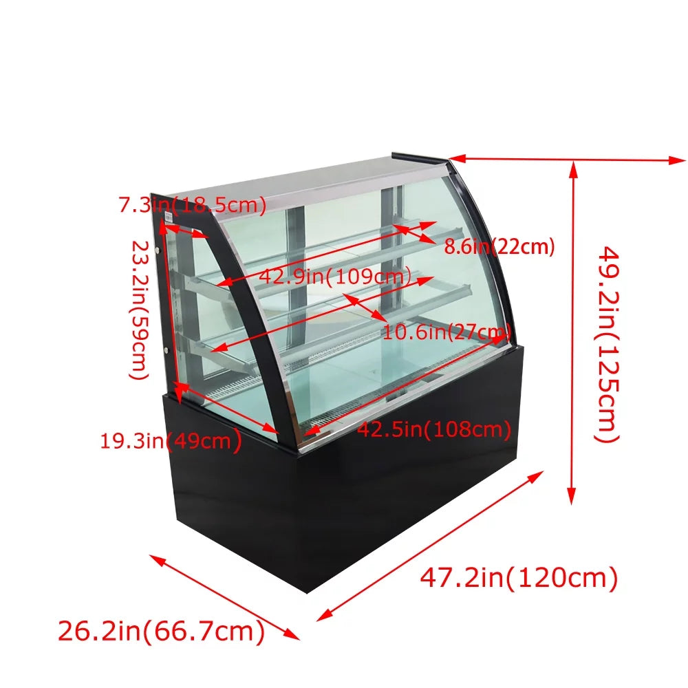 48" Refrigerated Cake Showcase Countertop Display Cabinet 220V P975108