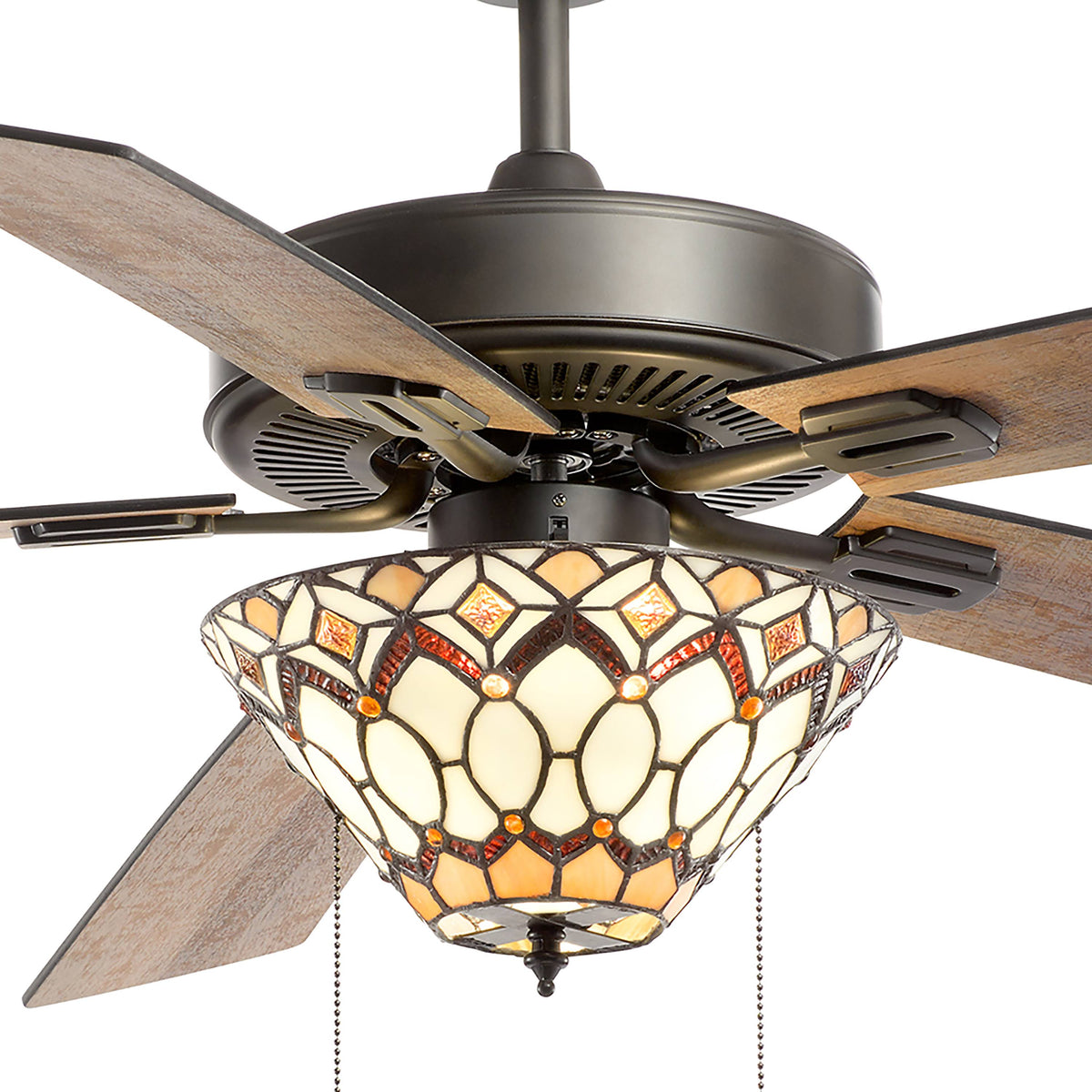 52x22 5-Blade LED Stained Glass Lighted Ceiling Fan G976