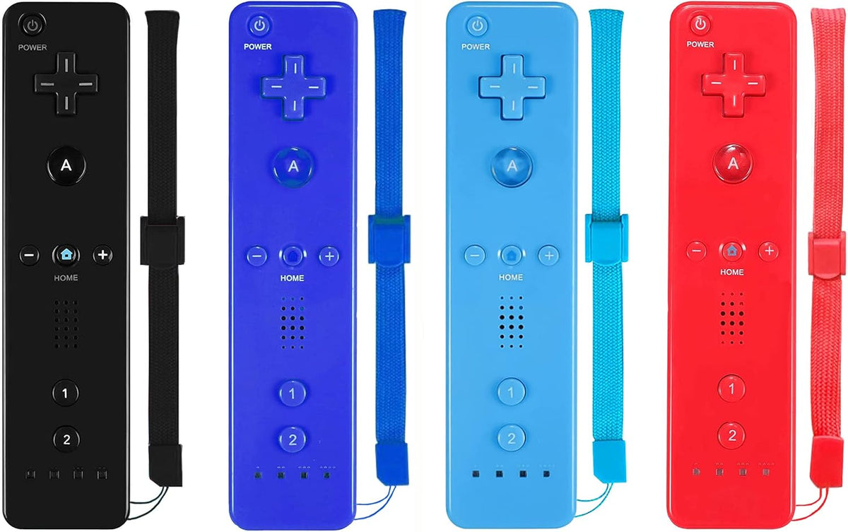 4 Pack Wireless Controller for Wii and Wii U with Silicone Case and Wrist Strap S221