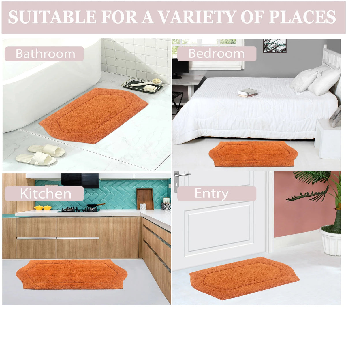 100% Cotton Tufted Non-Slip Bath Rug 21"x34" E401