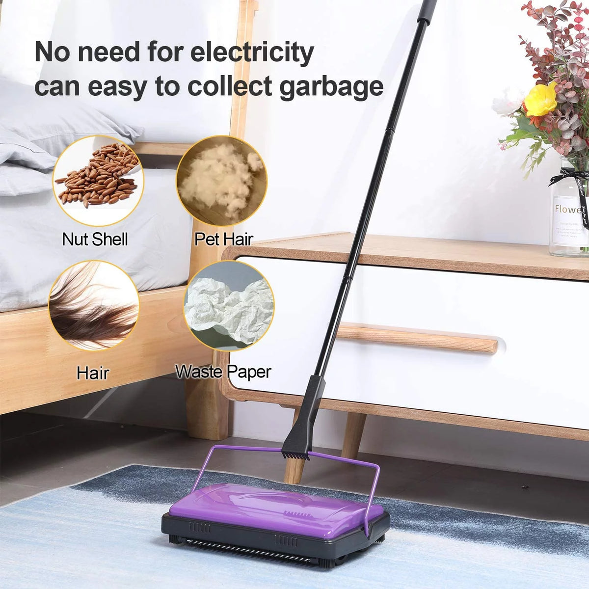 Carpet Sweeper Cleaner with Brush Purple D300564