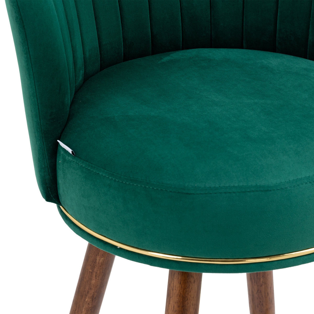 Emerald Velvet Swivel Bar Stools Set of 2 with Back Wood Legs Footrest Counter Height Armless Tall Stool J117