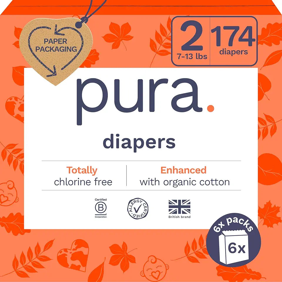 Hypoallergenic Diapers Size 2 (7-13 lbs) Chlorine Free Organic Cotton A401
