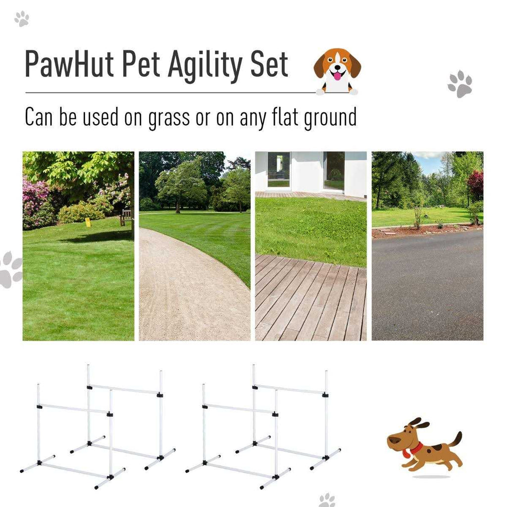 4 Piece Dog Agility Equipment with Adjustable Height Jump Bars U268