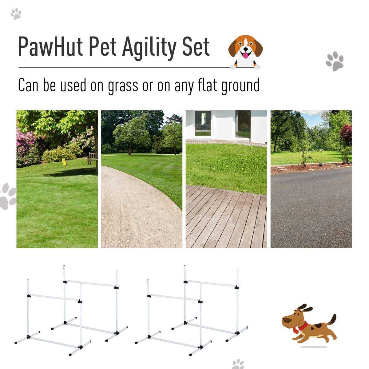 4 Piece Dog Agility Equipment with Adjustable Height Jump Bars U268
