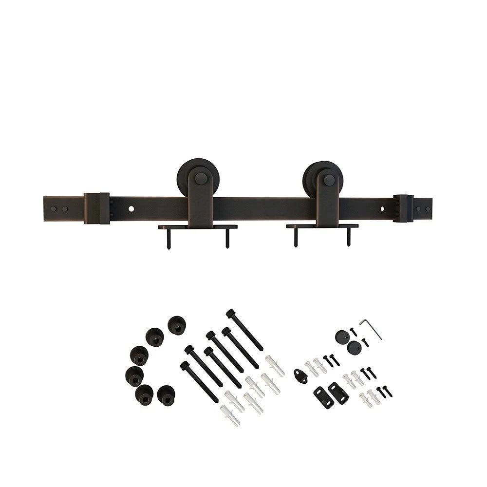 Matte Black Sliding Barn Door Track and Fitting Set G559539