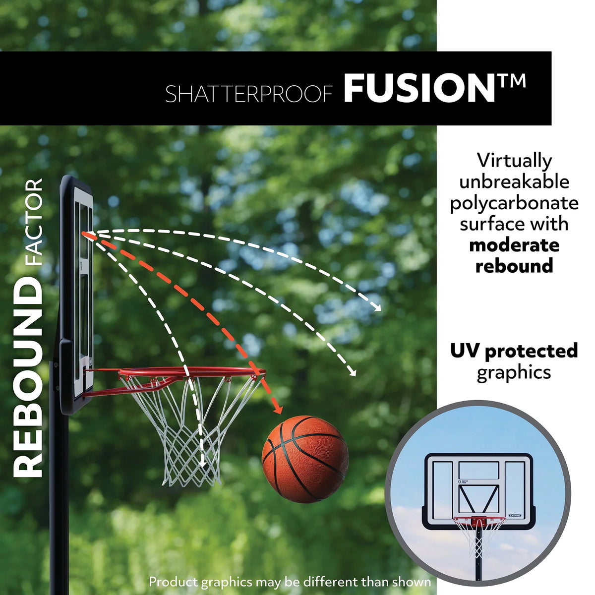 Adjustable Portable Basketball Hoop, 46 inch Polycarbonate K484803