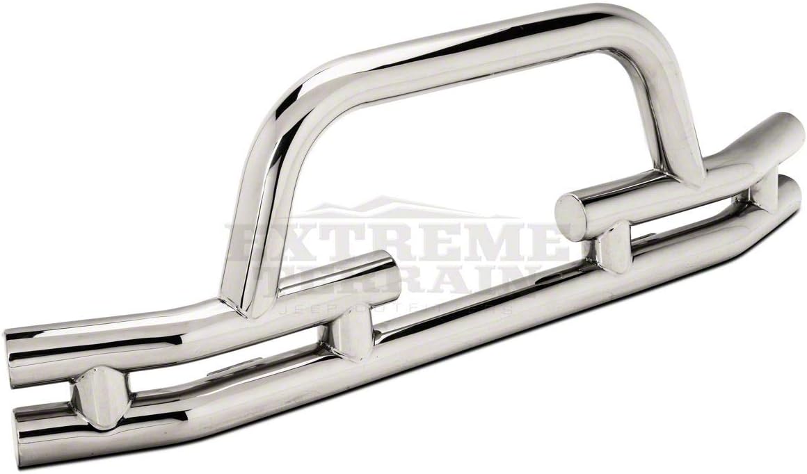 Polished Double Tubular Front Bumper with Winch Cutout F858487